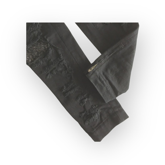 LF Carmar ❉ Skinny Shredded Rips Stretch Jeans ❉ Lace Patches ❉ Jet Black ❉ 25 ❉ - Picture 6 of 16